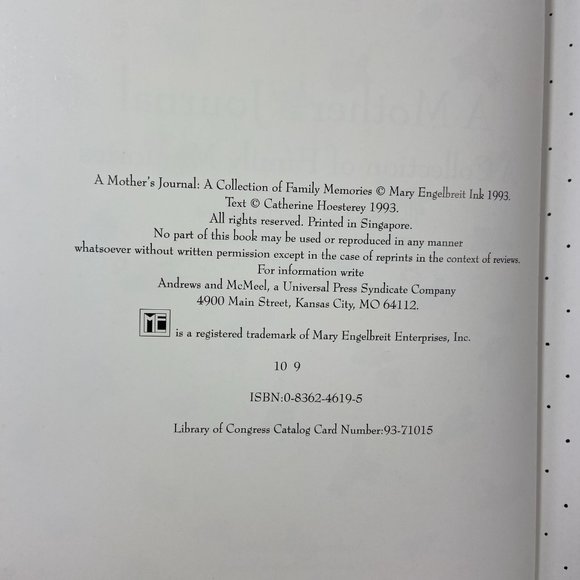 Mary Engelbreit Mothers Journal Book Laminated Hard Cover 1993 - Picture 3 of 9